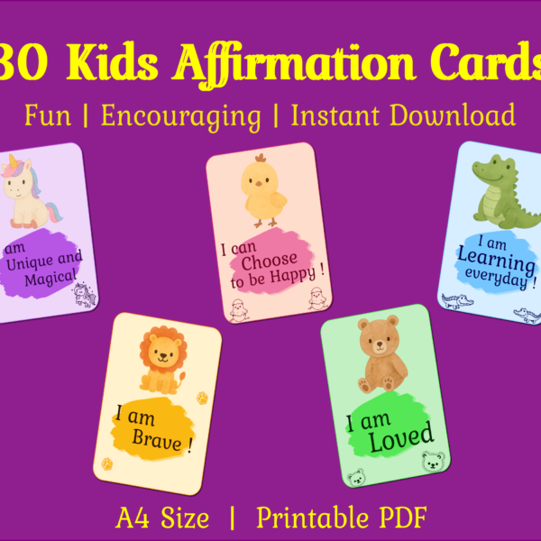 Printable Affirmation card deck - Kids